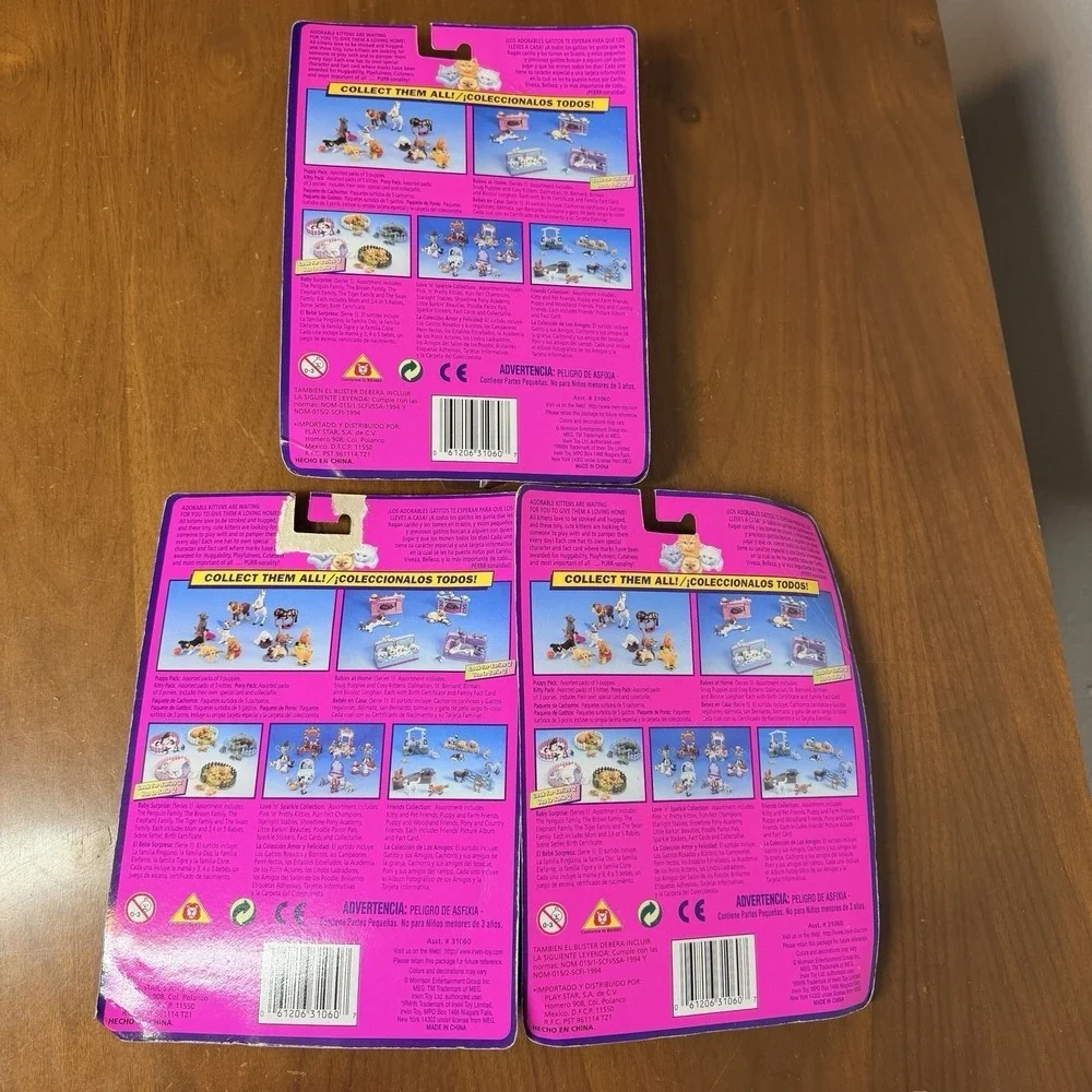 NOS Hasbro Kitty in My Pocket w/‎ 5 Fact Cards Collection Lot X3 Vtg 1997 SEALED